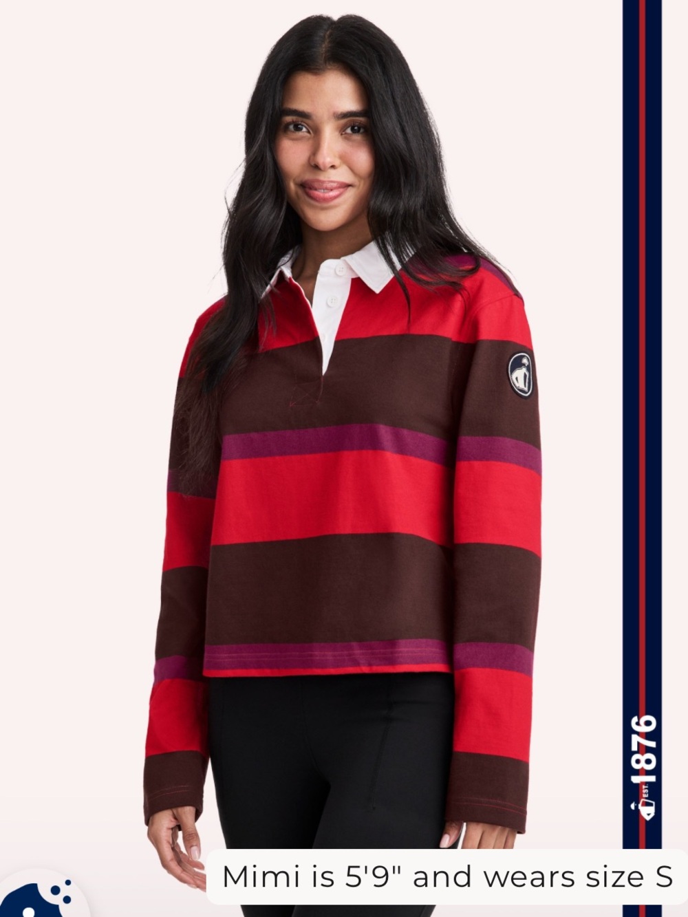 NWT Jockey 1876 Collection Cropped Rugby Polo Red Stripe